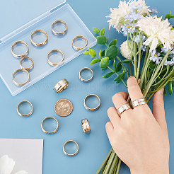 16Pcs 8 Size Two Tone 201 Stainless Steel Grooved Finger Rings Set for Women&nbsp;RJEW-UN0002-81