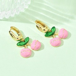 Brass & Enamel Hoop Dangle Earrings for Women&nbsp;EJEW-A167-20G-01