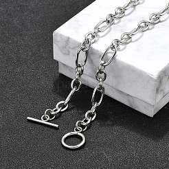 Non-Tarnish Unisex 304 Stainless Steel Figaro Chain Necklaces&nbsp;NJEW-H215-03P