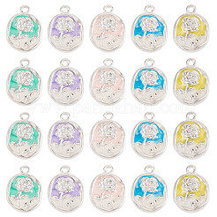 50Pcs 5 Colors Alloy Pendants&nbsp;ENAM-TA0003-93P