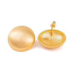 Half Round Drawbench Brass Stud Earrings for Women&nbsp;EJEW-G391-16G