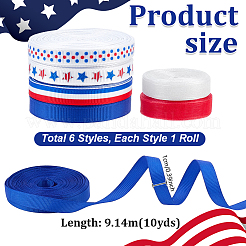 60 Yards 6 Styles Independence Day Polyester Ribbons&nbsp;OCOR-PH0036-25