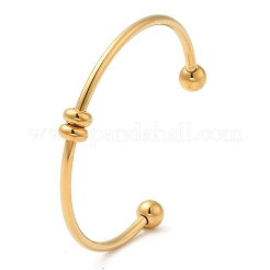 Screw End Ball 304 Stainless Steel Open Cuff Bangles&nbsp;BJEW-G677-01G