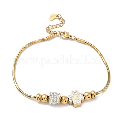 European Style Polymer Clay Rhinestones & 201 Stainless Steel Beaded Bracelets&nbsp;BJEW-G765-01G-02