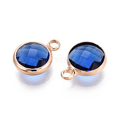 Golden Tone Brass Glass Charms&nbsp;X-GLAA-ZX008-24C-G