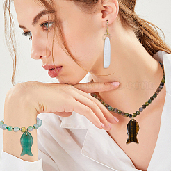5Pcs Natural Gemstone Pendants&nbsp;PALLOY-FH00190