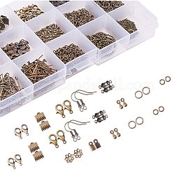 Jewelry Findings Box kit with Iron Earring Hooks Head Pins Open Eye Pins End Piece Chain Extensions&nbsp;FIND-PH0004-01AB
