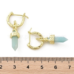 Natural Flower Amazonite Hoop Earrings&nbsp;EJEW-P306-01G-11