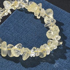 Heated Natural Lemon Quartz Chip Beaded Stretch Bracelets for Women&nbsp;BJEW-D467-01D