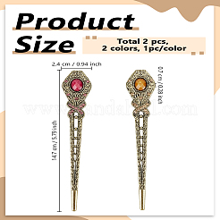 2Pcs 2 Colors Vintage Alloy Hair Sticks&nbsp;OHAR-LP0004-01C