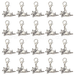 40Pcs Alloy Cat Shape Pendant Decorations&nbsp;HJEW-CA00097