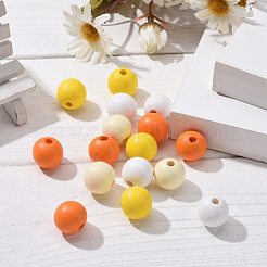 160Pcs 4 Colors Farmhouse Country and Rustic Style Painted Natural Wood Beads&nbsp;WOOD-LS0001-01L