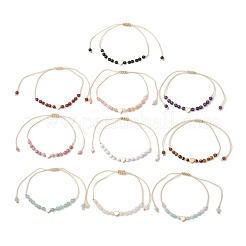 Heart Natural Gemstone Round Beads Braided Nylon Thread Bracelets for Women&nbsp;BJEW-MZ00166