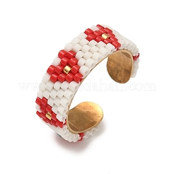 Glass Beads with 304 Stainless Steel Cuff Rings&nbsp;RJEW-MZ00031-03
