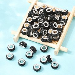 Polymer Clay Rhinestone European Large Hole Beads with Silver Color Plated Brass Cores&nbsp;FPDL-R002-01