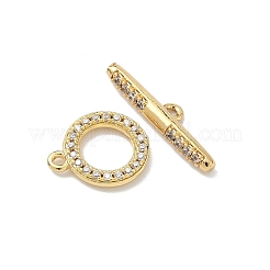 Brass Micro Pave Clear Cubic Zirconia Toggle Clasps&nbsp;KK-G548-26G