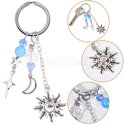 20Pcs Star & Moon & Sun Alloy Charm Keychains&nbsp;KEYC-SC0001-50
