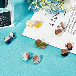 Transparent Resin & Walnut Wood Stud Earring Findings&nbsp;MAK-FH0001-11