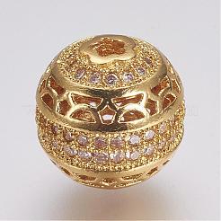 Brass Micro Pave Cubic Zirconia Beads&nbsp;ZIRC-G087-21
