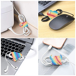 9Pcs 9 Styles Rainbow Color PU Leather Cable Keepers&nbsp;AJEW-TA0002-35