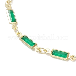 Brass Glass Rectangle Link Chains Bracelets for Women&nbsp;BJEW-JB12531