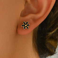 201 Stainless Steel Enamel Flower Stud Earrings&nbsp;DR1197