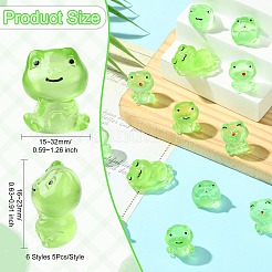 30Pcs 6 Styles Luminous Resin Frog Display Decoration&nbsp;DJEW-CJ0001-14