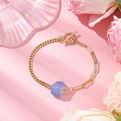Electroplated Hexagon Prism Natural Quartz Link Bracelets&nbsp;BJEW-JB10753-02