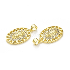 Rack Plating Eco-Friendly Brass Micro Pave Clear Cubic Zirconia Pendants&nbsp;KK-C011-02G