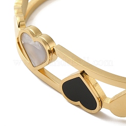 304 Stainless Steel Enamel Heart Hinged Bangles&nbsp;LS-BJEW-E099-03G