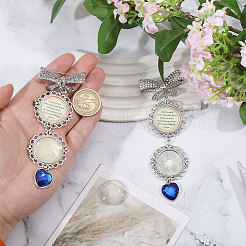 2Sets Tibetan Style Alloy & Glass Flat Round Photo Bouquet Hanging Ornaments&nbsp;HJEW-CA0001-70
