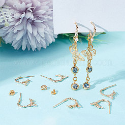 8Pcs Horse Eye Brass with Clear Cubic Zirconia Stud Earrings Findings&nbsp;KK-UN0001-30