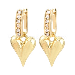 Brass Micro Pave Clear Cubic Zirconia Hoop Dangle Earrings&nbsp;EJEW-G471-30B-G