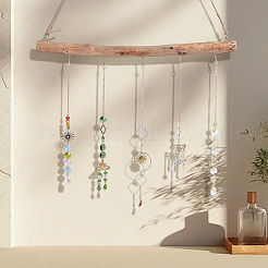 1Pc Wooden Branch Wall Hook Rack with Jute Rope&nbsp;AJEW-SP0006-10C