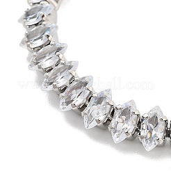Brass Pave Clear Cubic Zirconia Horse Eye Box Chain Slider Bracelets&nbsp;BJEW-YWC0002-06B-P