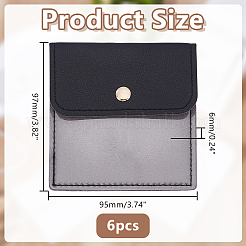 6Pcs PVC PU Leather Jewelry Envelope Pouches with Snap Button&nbsp;ABAG-WH0039-49B
