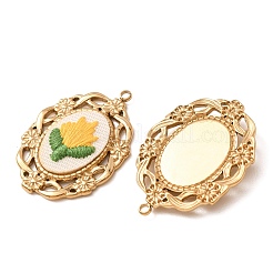 304 Stainless Steel & Cloth Embroidered Pendants&nbsp;FB-CBAFBAF-12G-02