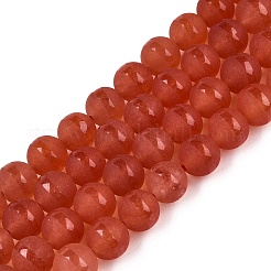 Frosted Natural White Jade Beads Strands&nbsp;G-T138-8mm-209G