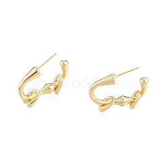 Brass Arc Beaded Stud Earrings&nbsp;EJEW-G322-14G