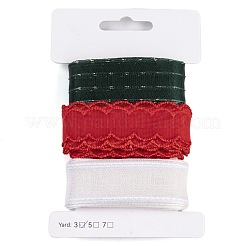 9 Yards 3 Styles Christmas Theme Polyester & Polycotton Ribbons Sets&nbsp;SRIB-A015-01A-06