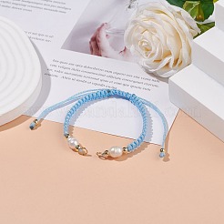Half Finished Polyester Braided Pearl Bracelet&nbsp;AJEW-JB01128-03