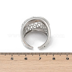Brass Micro Pave Clear Cubic Zirconia Open Cuff Rings for Women&nbsp;RJEW-A059-05P