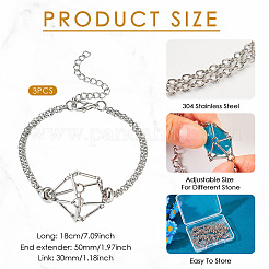 3Pcs Brass Macrame Pouch Empty Stone Holder for Link Bracelet Making&nbsp;BJEW-TA0001-12P