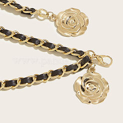 Alloy with Imitation Leather Flower Charm Chain Belts for Women&nbsp;FS-WGDE2E1-01