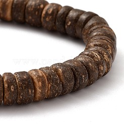 Rondelle Natural Coconut Stretch Bracelets&nbsp;X-BJEW-JB05361-01