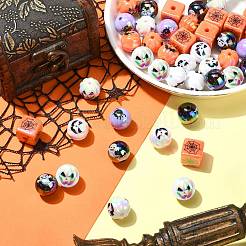 Halloween Theme Plating Acrylic Beads&nbsp;OACR-CJC0009-08