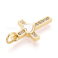 Brass Micro Pave Clear Cubic Zirconia Pendants&nbsp;KK-N268-11G