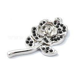 Rack Plating Alloy with Black Rhinestone Pendants&nbsp;FIND-Z051-01P-03