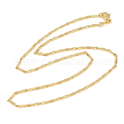 2MM Brass Textured Flat Bar Link Chains Necklaces for Men Women&nbsp;NJEW-L012-08G