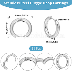 12 Pairs 202 Stainless Steel Huggie Hoop Earrings with 316 Surgical Stainless Steel Pins&nbsp;EJEW-SC0001-40P